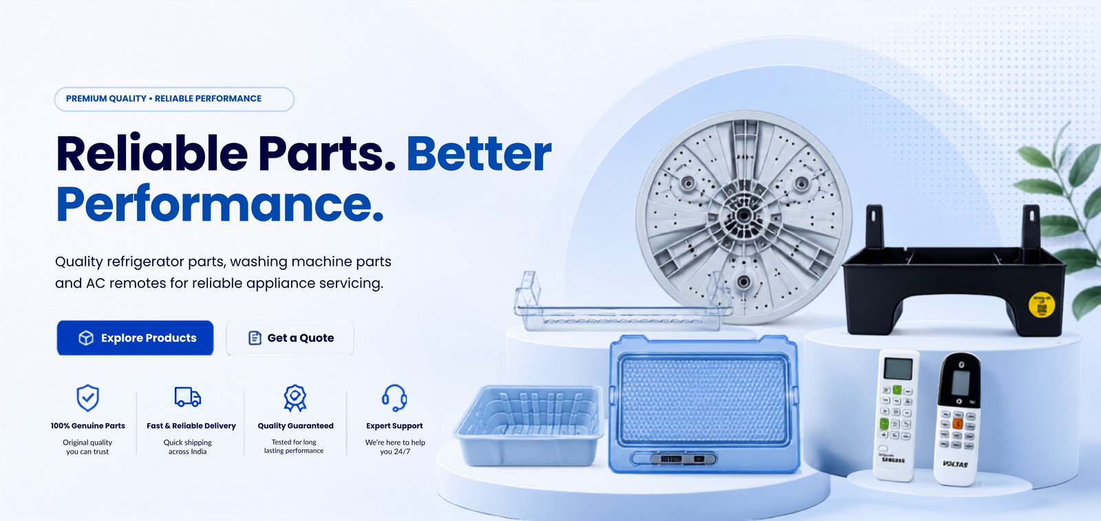Quality refrigerator parts, washing machine parts and AC remotes for reliable appliance servicing