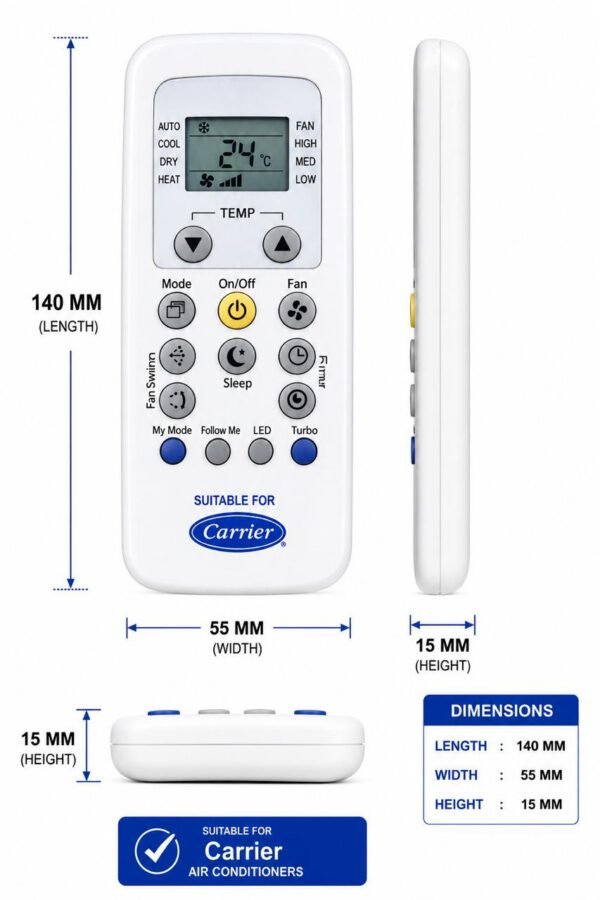 Carrier AC Remote Control – Compatible Replacement Remote